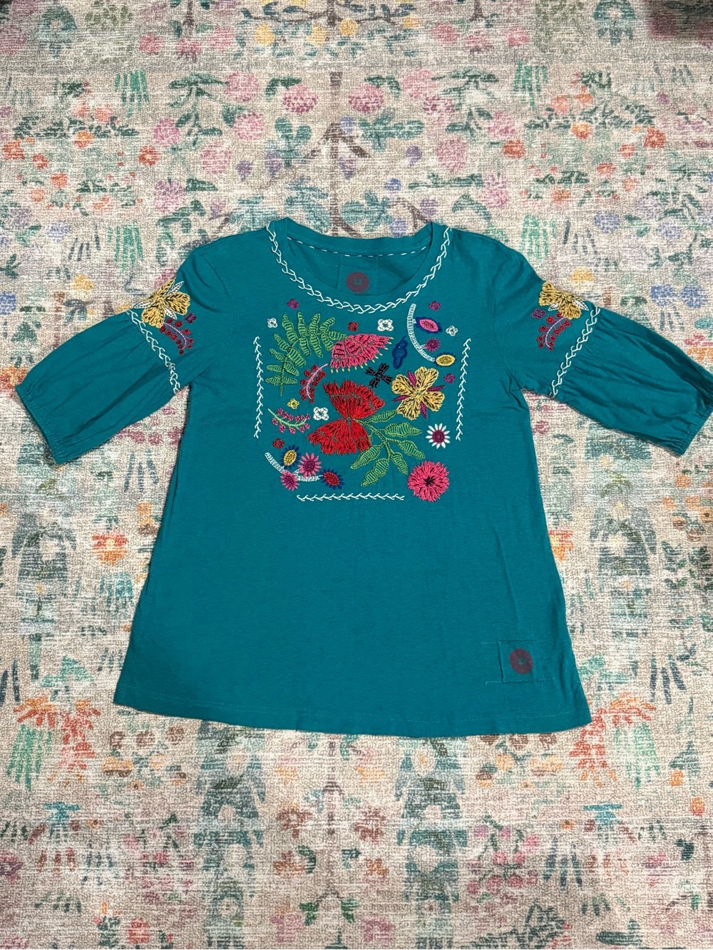 Double D Ranch Teal Embroidered Top